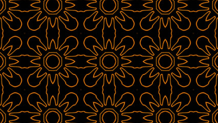 Abstract orange geometric seamless pattern background. Abstract Stripes Kaleidoscope. Fast Psychedelic Colorful Kaleidoscope VJ background. Disco Abstract Background. Kaleidoscope effect