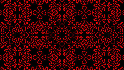 Abstract red geometric seamless pattern background. Psychedelic Colorful VJ background. Disco Abstract Motion Background. Kaleidoscope effect