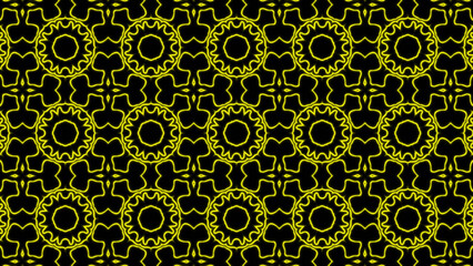 Abstract yellow geometric seamless pattern background. Abstract Stripes Kaleidoscope. Fast Psychedelic Colorful Kaleidoscope VJ background. Disco Abstract Background. Kaleidoscope effect