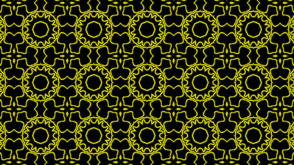 Abstract yellow geometric seamless pattern background. Abstract Stripes Kaleidoscope. Fast Psychedelic Colorful Kaleidoscope VJ background. Disco Abstract Background. Kaleidoscope effect