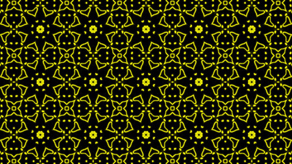 Abstract yellow geometric seamless pattern background. Abstract Stripes Kaleidoscope. Fast Psychedelic Colorful Kaleidoscope VJ background. Disco Abstract Background. Kaleidoscope effect