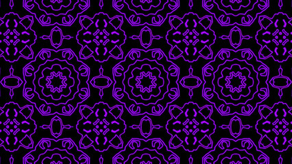 Abstract purple geometric seamless pattern background. Psychedelic Colorful Kaleidoscope background. Disco Abstract Background