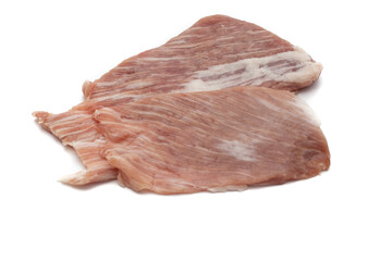 An Iberian secret, it is a highly appreciated pork meat in Spain. Raw, isolated on white background.