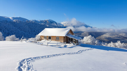 house in the mountains, Urechea Sheepfold, Baiului Mountains, Romania 