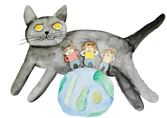 Big cat series hand drawn illustrations