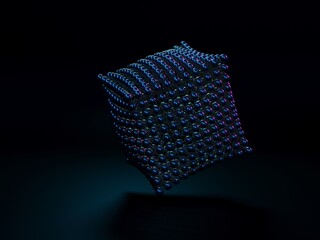 Image of a group of balls on a dark background, 3D rendering