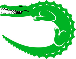 Obraz premium Rounded Crocodile, vector illustration, icon, logo