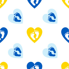 Yellow and blue hearts help babies of symbol flag Ukraine. Vector