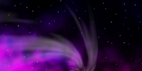 Dark Purple, Pink vector background with colorful stars.