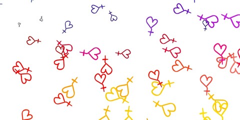 Light Red, Yellow vector backdrop with woman's power symbols.