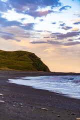 Cliffs near the ocean during sunset
