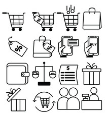 shopping icons set