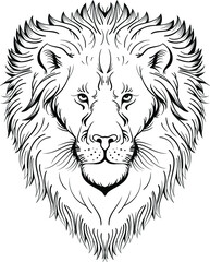 The Vector logo lion for tattoo or T-shirt print design or outwear.  Hunting style lions background. This hand drawing would be nice to make on the black fabric or canvas.