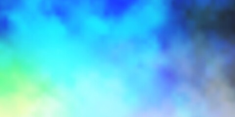 Light Blue, Green vector pattern with clouds.