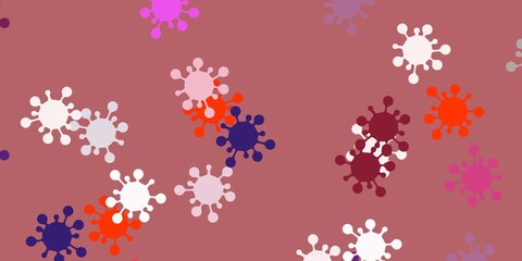Fototapeta na wymiar Light pink, yellow vector pattern with coronavirus elements.
