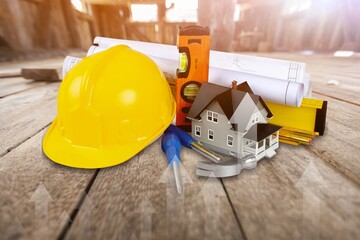 Handyman works concept with tools. House renovation conception.