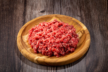 Raw ground beef ready for preparation.
