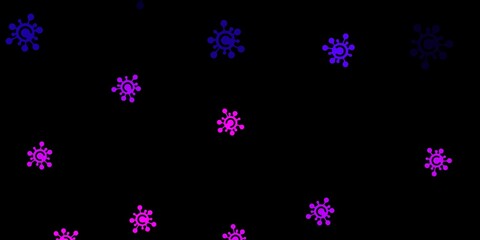Fototapeta na wymiar Dark purple, pink vector template with flu signs.