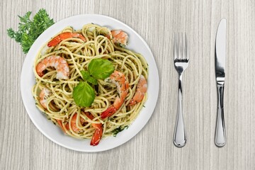 Homemade Cooked tasty Pasta with Parsley