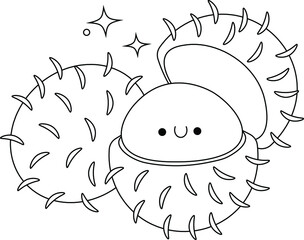kawaii rambutan coloring page for children