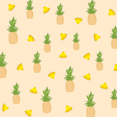 wallpaper of delicious pineapples drawn in vector