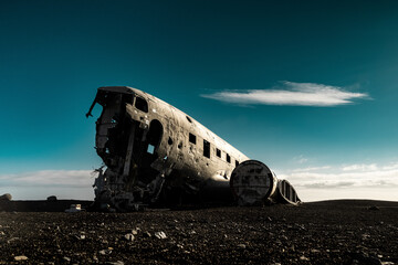 Fototapeta na wymiar DC-3 plane wreck in Iceland