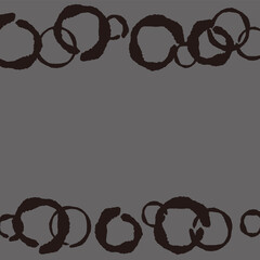 手書き風の水玉　正方形フレーム（ダークグレー・ブラック）