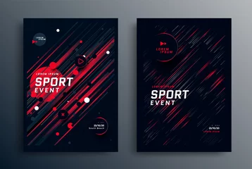 Fototapeten Sports event poster layout design in black and red colors. Cover for Fitness center with gradient angled lines. Vector illustration © Denys Koltovskyi