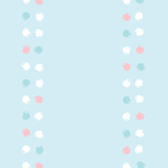 手書き風の水玉　正方形フレーム（ピンク・水色）