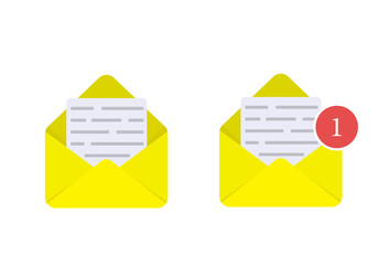 Set incoming messages on white background. Vector image in cartoon design