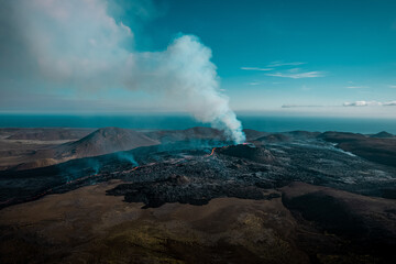 Fagradalsfjall volcano eruption in Iceland. September 2021.