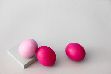 Painted eggs for Easter celebration on grey background