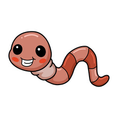Fototapeta premium Cute little worm cartoon character