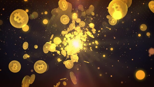 bit coin particle loop animation