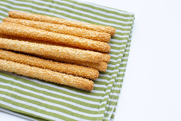 Bread sticks on white background