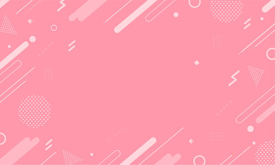 【ピンク】幾何学模様背景・メンフィスのフレームパターン素材	
