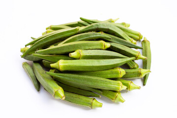 Fresh okra on white background.