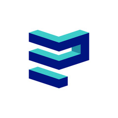 logo 3d letter E P isometric vector design