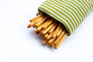 Bread sticks on white background