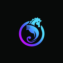elegant seahorse logo with gradient color look luxury. suitable for many industry © Dimensi