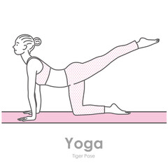 室内でヨガをする女性のイラスト