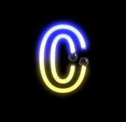 Neon Ukraine Lights Themed Characters Number 0