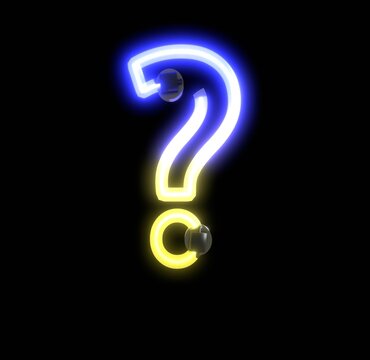 Neon Ukraine Lights Themed Characters Question Mark