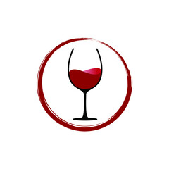 circle wine glass red color logo