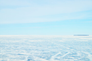 Naklejka na ściany i meble Ice formations on giant frozen lake