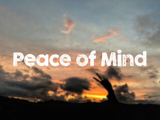 Peace of mind text background. Healthy lifestyle concept. Stock photo.
