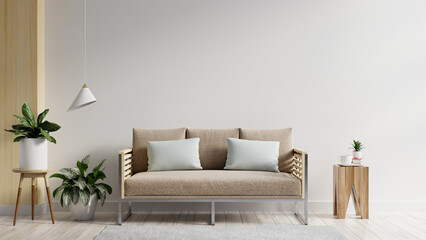 White wall living room have sofa and decoration.