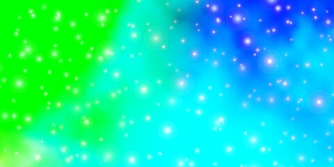 Light Blue, Green vector background with small and big stars.