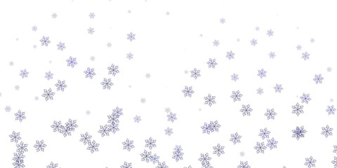 Light pink, blue vector doodle pattern with flowers.