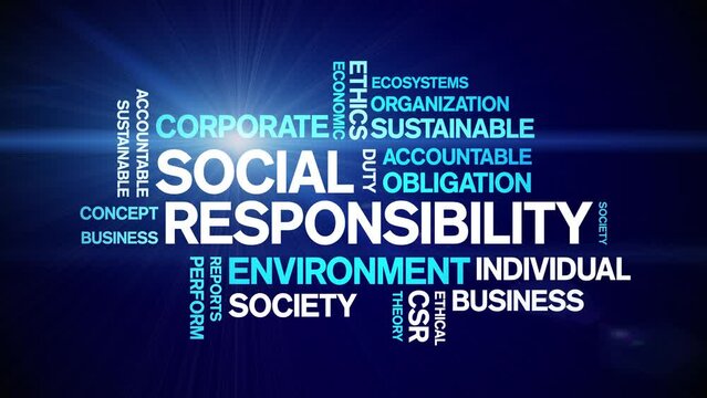Social Responsibility Animated Tag Word Cloud;Text Design Animation typography seamless loop.